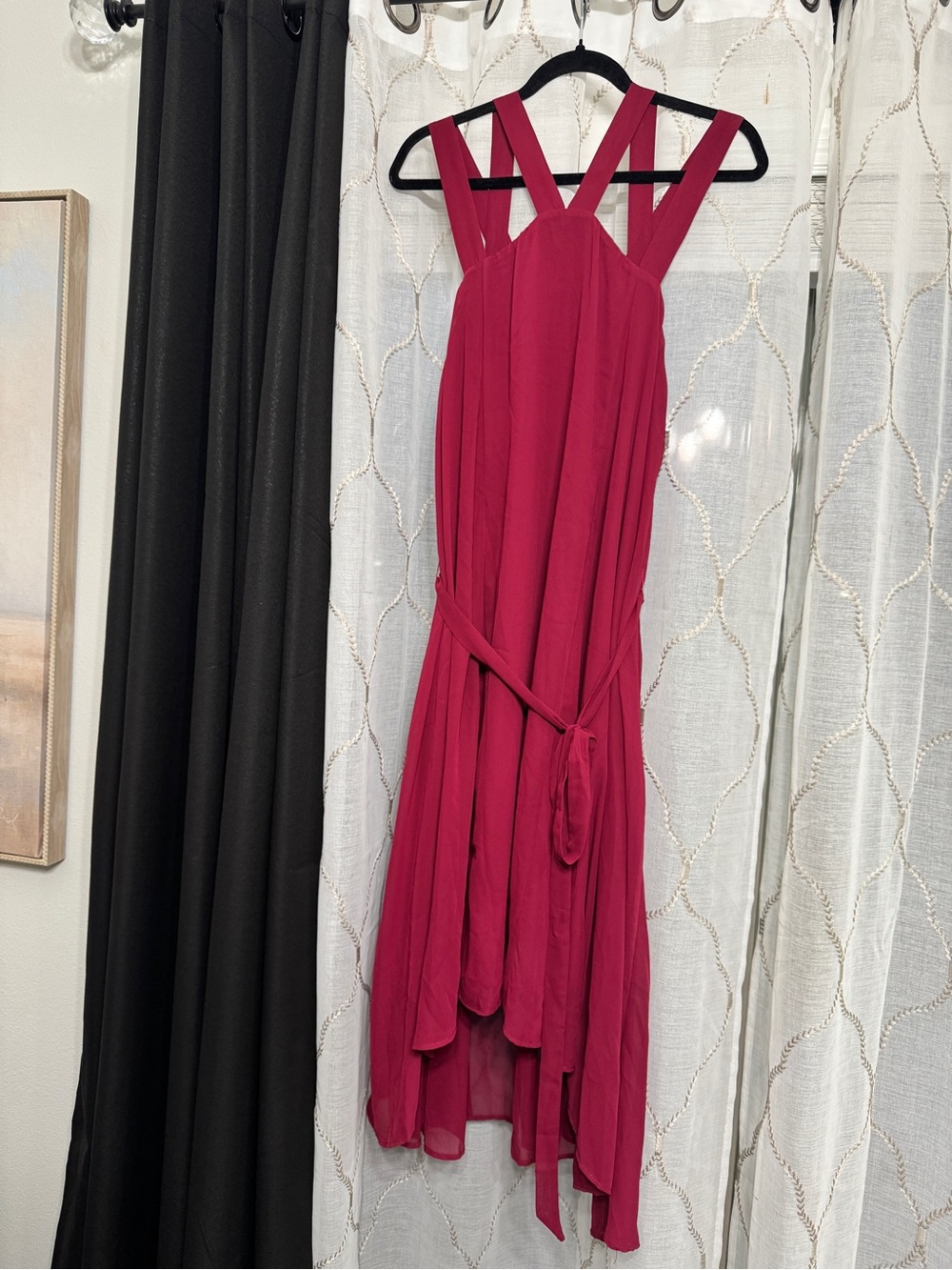 torrid Fuchsia High-Low Chiffon Dress with Cross Straps